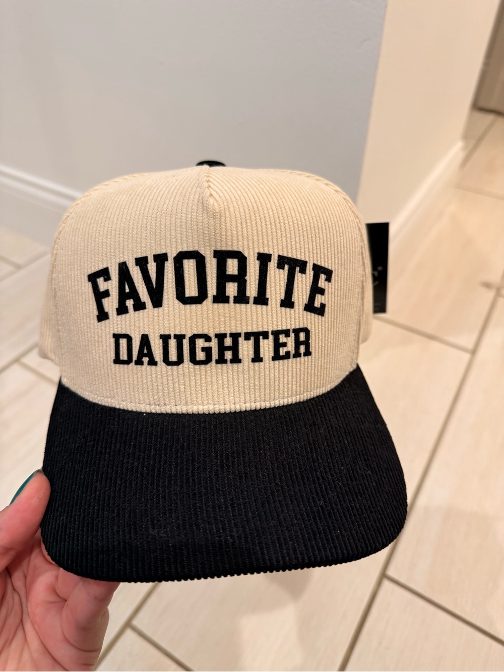C.C “Favorite Daughter” Trucker Hat - Cream & Black